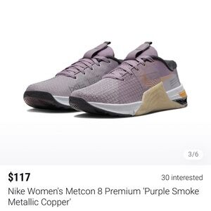 Nike women’s Metcon 8 - Purple Smoke and metallic copper